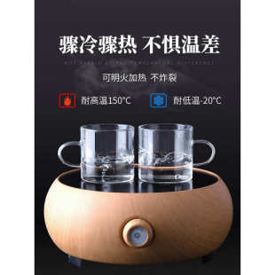 透明水杯主人杯单杯女带把品茗 茶杯家用喝茶玻璃小功夫茶具套装