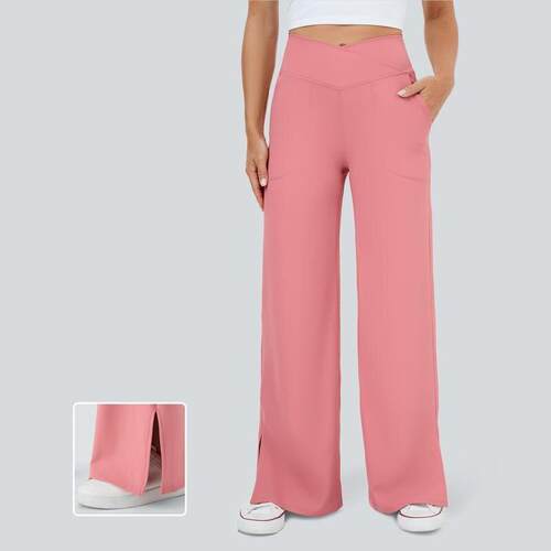 O 55202 Crossover Waist Pocket Yoga Pants阔腿瑜伽裤
