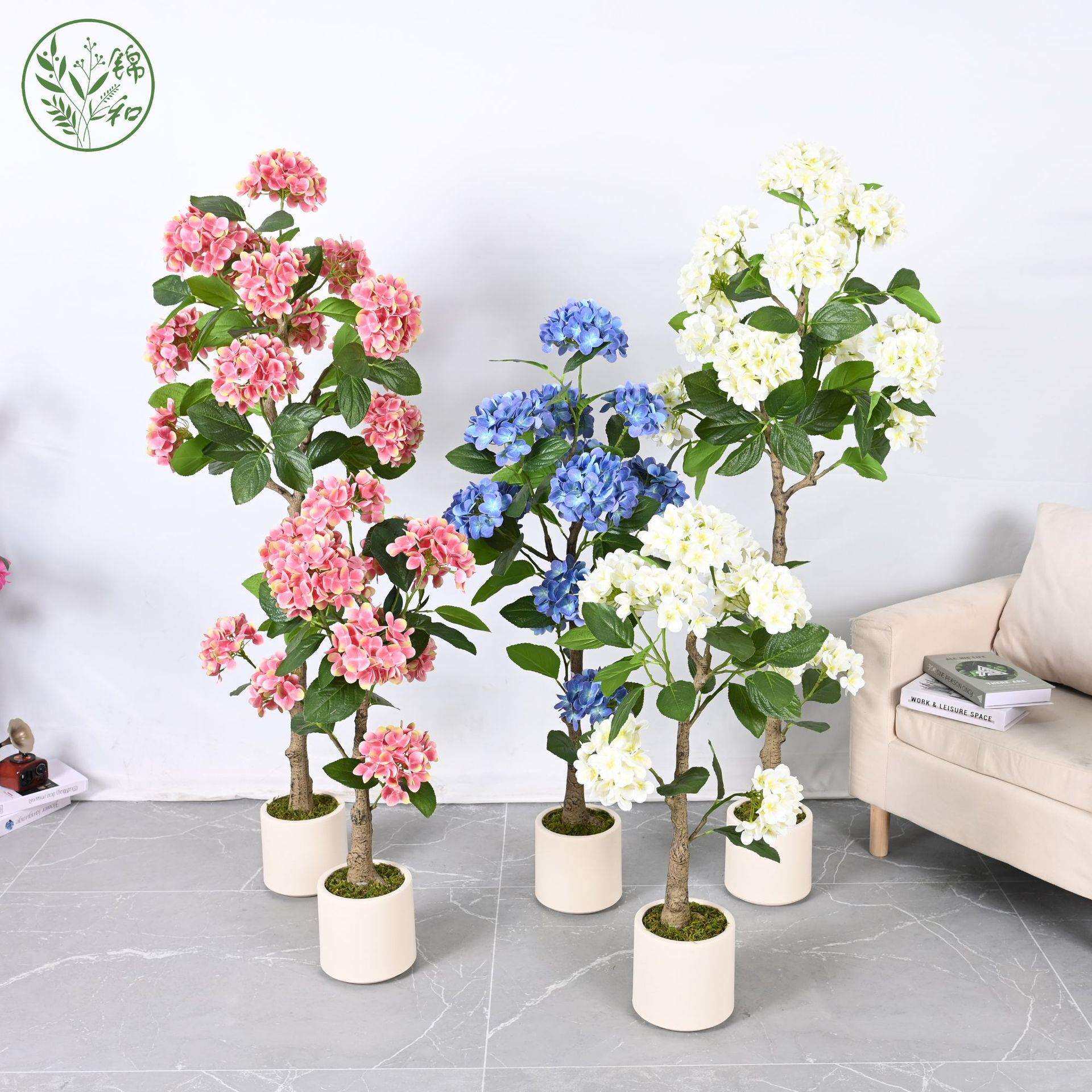 跨境仿真植物绣球花盆栽仿生花树客厅摆件室内装饰假绿植橱窗布景