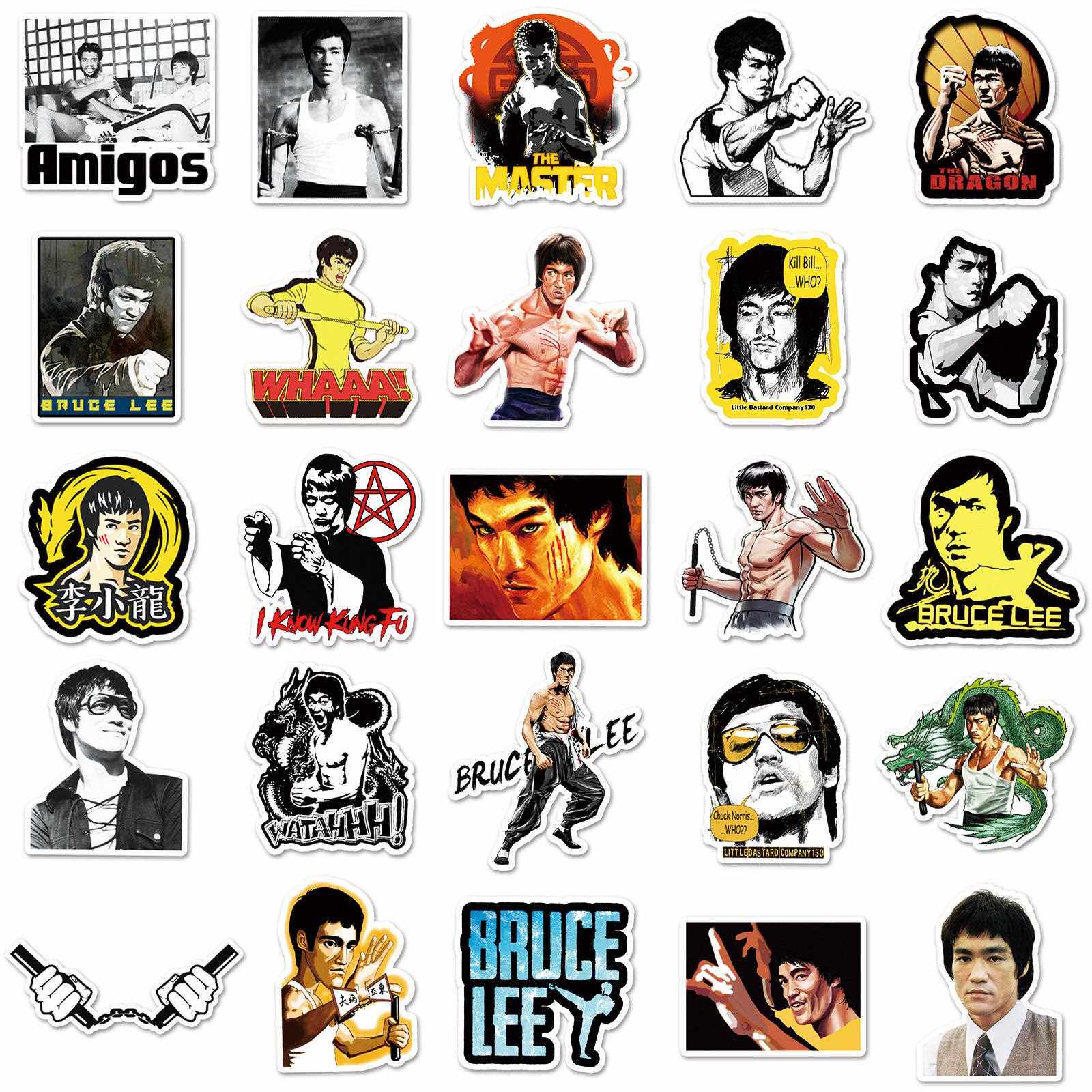 直销新款51张李小龙涂鸦贴纸行李箱滑板车机车手机汽车平板电脑不