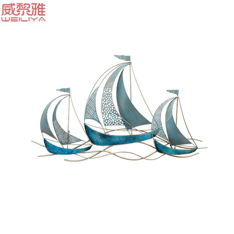 欧式美式壁饰地中海风格铁艺帆船壁挂墙面客厅卧室餐厅墙上装饰品