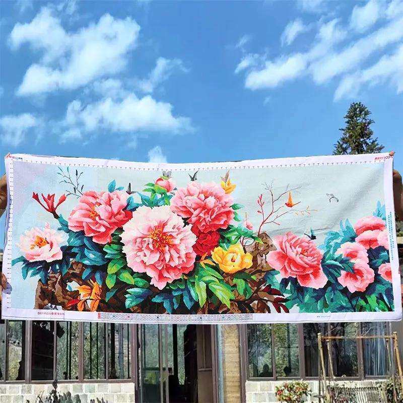 绣好的纯手工十字绣成品沁香芳华花开富贵国色牡丹挂画不带框