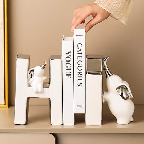创意大象书档摆件轻奢高档客厅斗柜电视柜酒柜玄关书柜书立装饰品