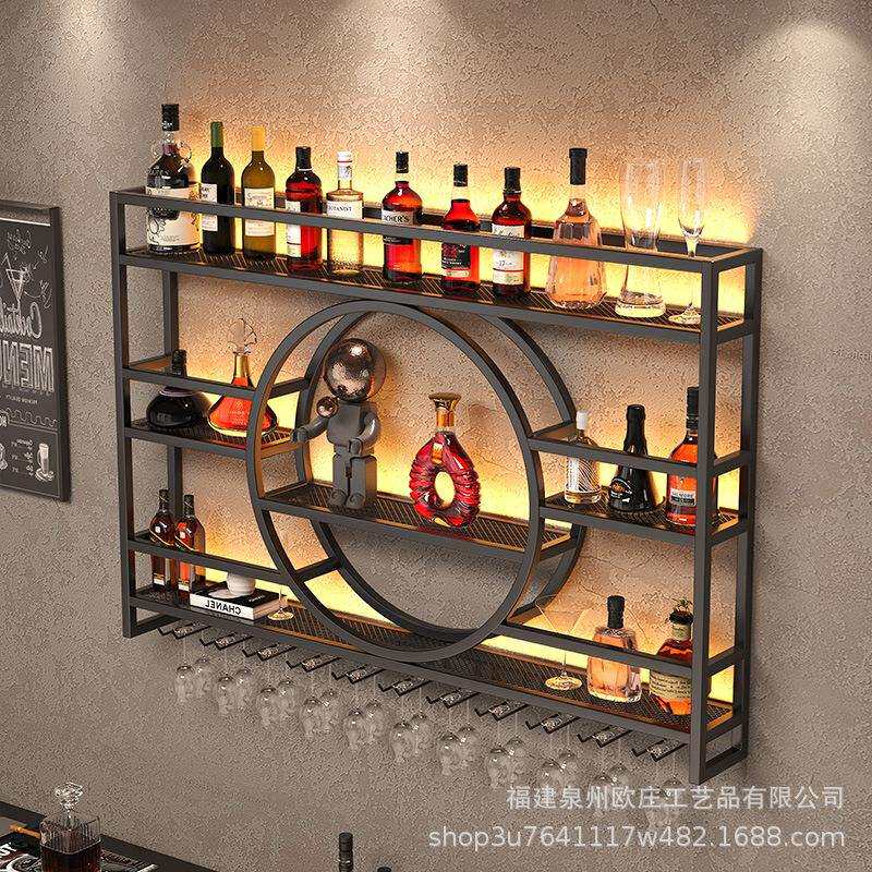 酒柜酒架置物架壁挂墙壁装饰架红酒放置架高脚杯架倒挂红酒架摆件