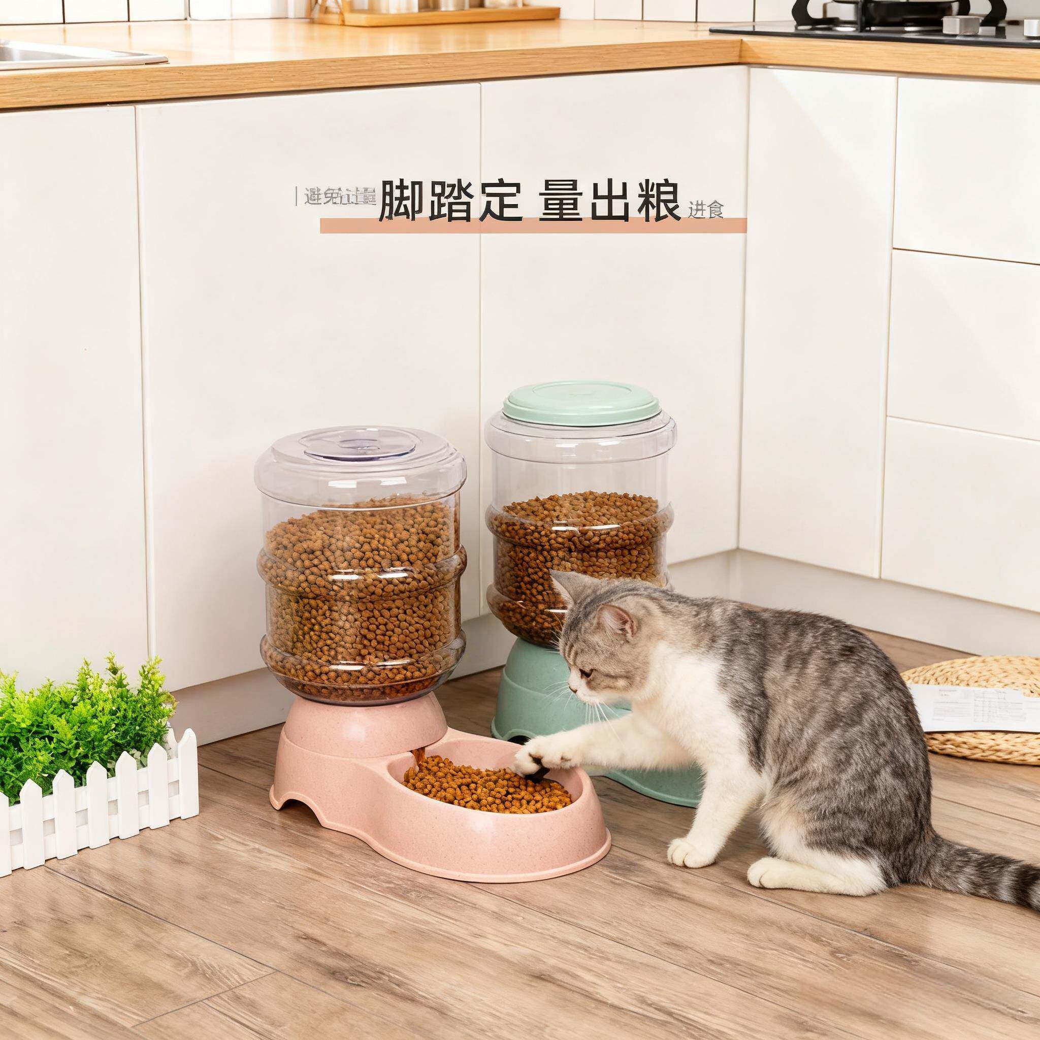 宠物喂水器大容量狗狗自动喂食器猫咪定量按压脚踏狗粮机宠物喂食