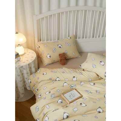 正品Moryi可爱o卡通猫咪纯棉针织四件套天竺棉棉裸睡上被套床单床