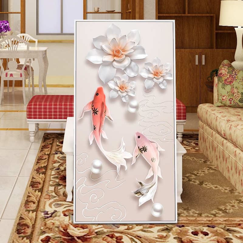 挂画简约装饰画壁画瓷画酒店餐厅现代中式新晶玄关宾馆烤瓷卧室图片