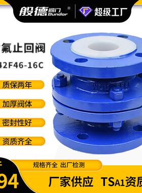 衬氟止回阀H41F46-10C铸钢法兰逆止阀单向阀升降腐蚀性化工管道阀