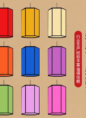 中国新WIR潮风灯笼吊灯六角四方形圆筒冬式瓜装长挂饰中秋国庆节