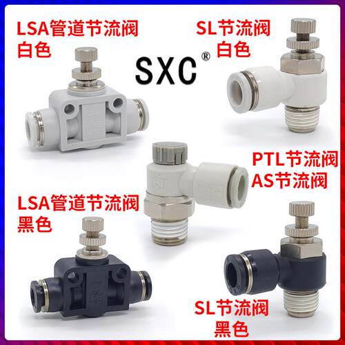 气动节流阀SL4/6/8-M3/M5/01/02气缸可调节阀气管接头调速阀LSA10