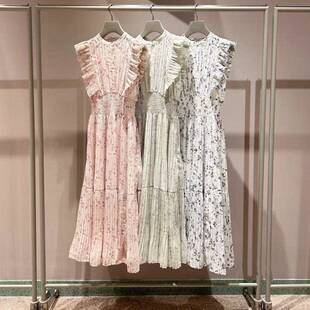 日系S家2025夏季树莓贝贝同款印花碎花荷叶袖百褶连衣裙女两件套