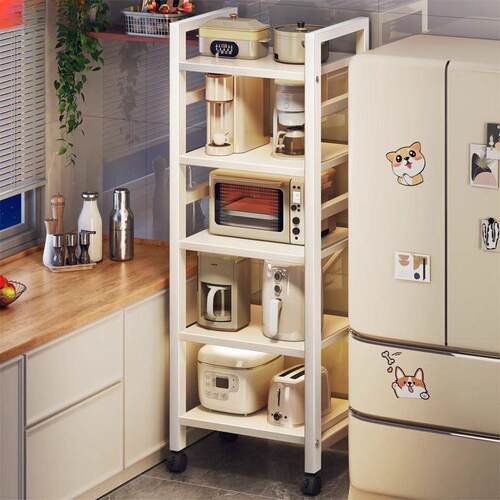 抽拉式置物架厨房落地多层夹缝收纳架家用烤箱微波炉多功能储物架
