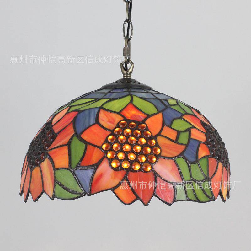 跨境蒂凡尼欧式吊灯向日葵田园卧室书房楼梯过道走廊玄关餐厅卡