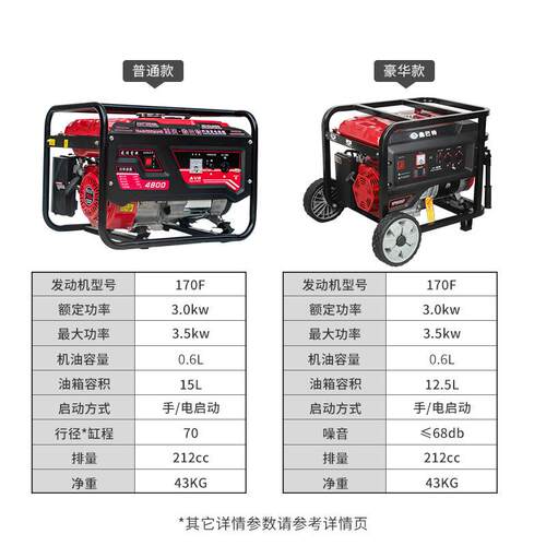 汽油发机电启3KW-220vv/v家用便捷式小型工业级应急瓦-千手电动