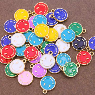 10PcsLot 1215mm KC Gold Color Tone Alloy Enamel Cute Smili