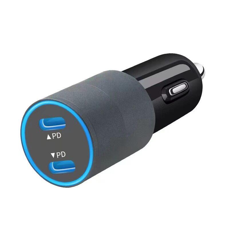 小钢炮双PD 40W车充头 汽车带灯点烟器 车载双口Type-c快速充电器