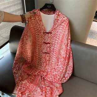 名族风敦煌西北穿搭薄款棉麻丝巾围巾度假披肩旅游拍照防晒