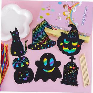 drawings DIY kids scratch handwritten Halloween bookmarks