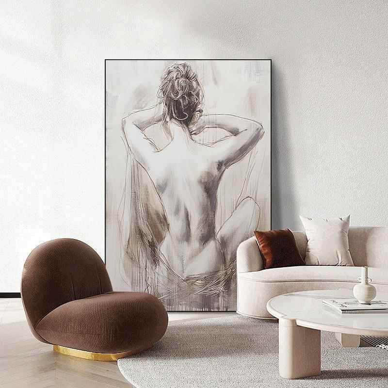 纯手绘油画欧PSY关式轻抽象装画客厅玄餐厅酒饰店商场立奢体手工