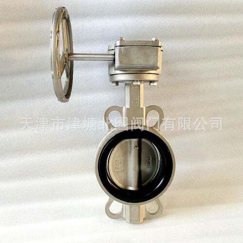 全不锈钢白钢蝶阀D71X-16P厂家手动04涡轮头衬胶对夹蝶阀