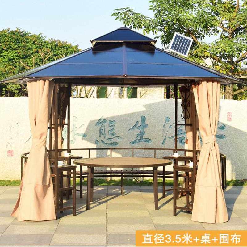 户外363光凉亭家用板别墅子庭院简易圆形亭阳铁艺亭小木屋工地茶