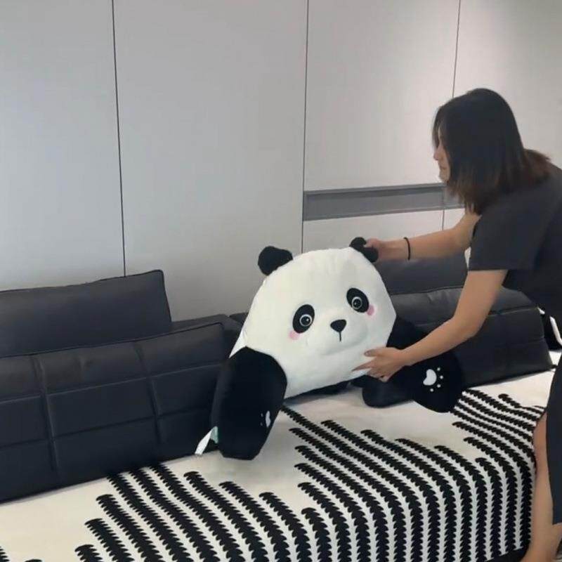 熊猫枕头沙发格收#865枕卡通萌趣柔软宿座抱椅腰靠枕舍久坐阅读多