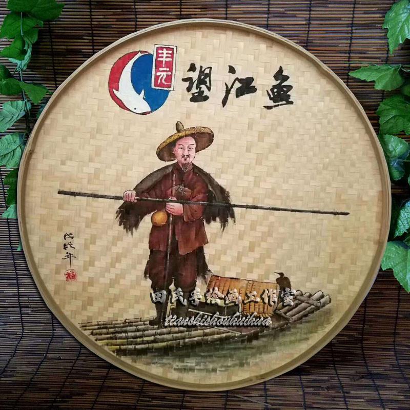 JW手绘竹编画餐饮饭店墙面装饰画农庄餐馆农家乐墙壁挂件挂饰墙饰图片
