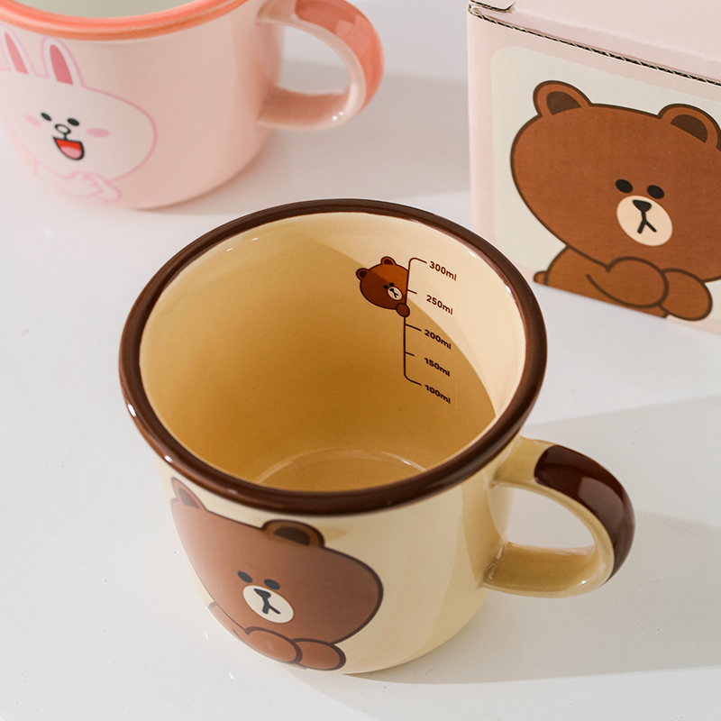 儿童牛奶杯微波炉可加热早餐喝牛奶专用杯带刻度马克杯陶瓷水杯体