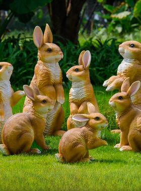 庭院模拟兔子雕塑饰品户外园林森林草坪景观玻璃纤维树脂动物模型