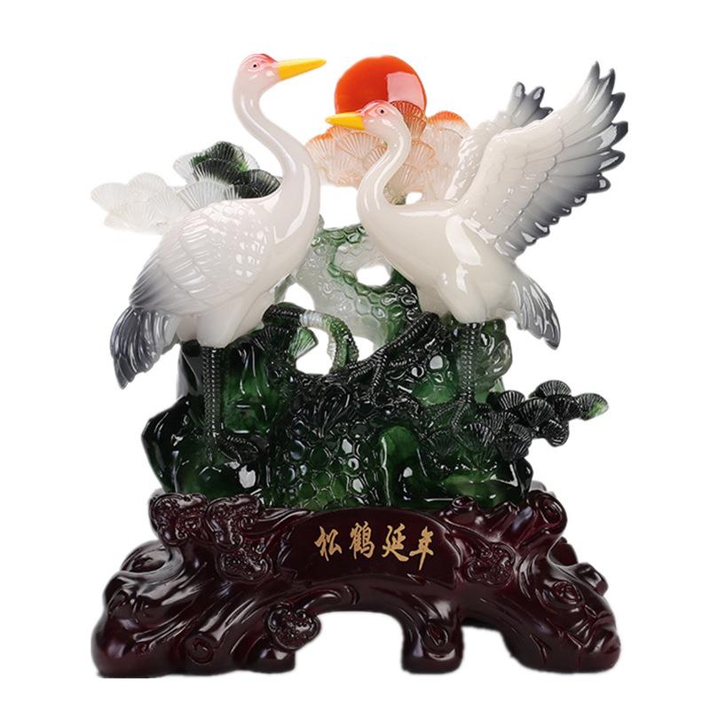 松鹤寿桃摆件馈赠爷爷奶奶老年人父母长辈贺岁生日祝寿贺寿礼品