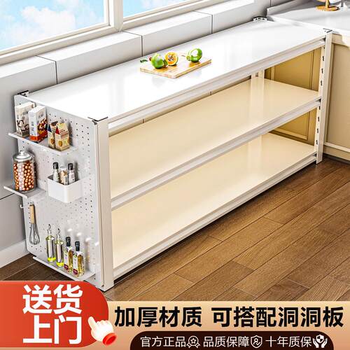 厨房置物架多功能落地多层桌子切菜工作台微波炉碳钢收纳架子边柜