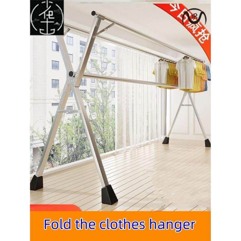 laundry rack clothes hanger clothesline pole folding drying - 实物图
