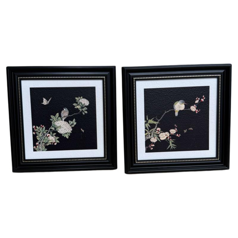 喜鹊登枝新中式玄关装饰画客厅法式中国风艺术S032花鸟二联44