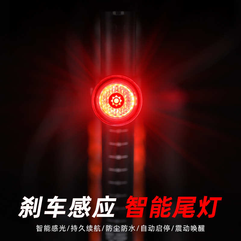 自行车尾灯智能感应刹车夜骑公路山地车单车骑行装备灯充电配件