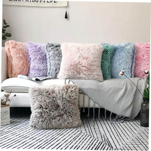 European solid color plush pillowcase sofa cushion cover
