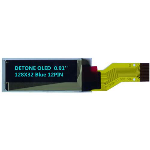 0.91英寸OLED 128X32点阵 SPI串口12PIN 蓝字 0.91