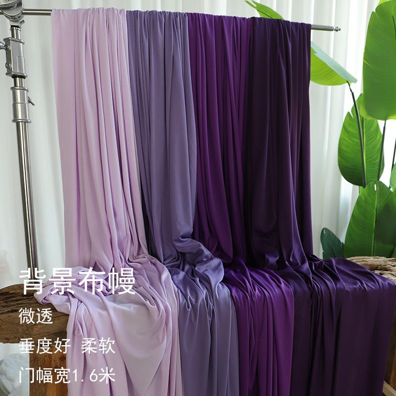 婚礼舞台背景纱幔布幔婚庆布置舞台拱门结婚布幔紫色婚庆背景布