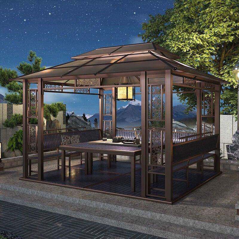 户外帐篷凉亭遮阳棚雨棚别墅阳光简易安装庭院公园天台仿古茶水亭