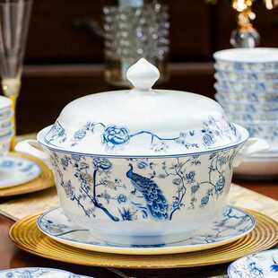 餐具送礼乔迁陶瓷餐具青花瓷碗盘新款骨瓷结婚景德镇套装高档家用