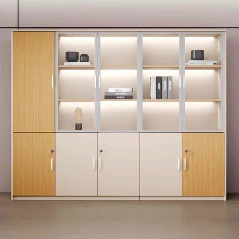 办公室文件柜带锁木质办公储物柜子实木五门书柜靠墙档案柜资料柜