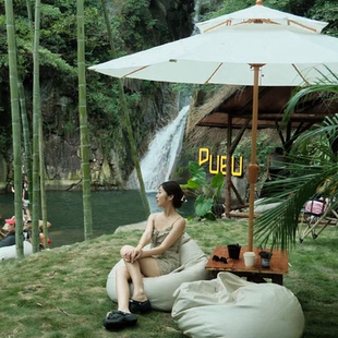 户外伞遮阳伞庭院民宿太阳伞室外商用网红仿古伞沙滩伞伸缩中昌悦