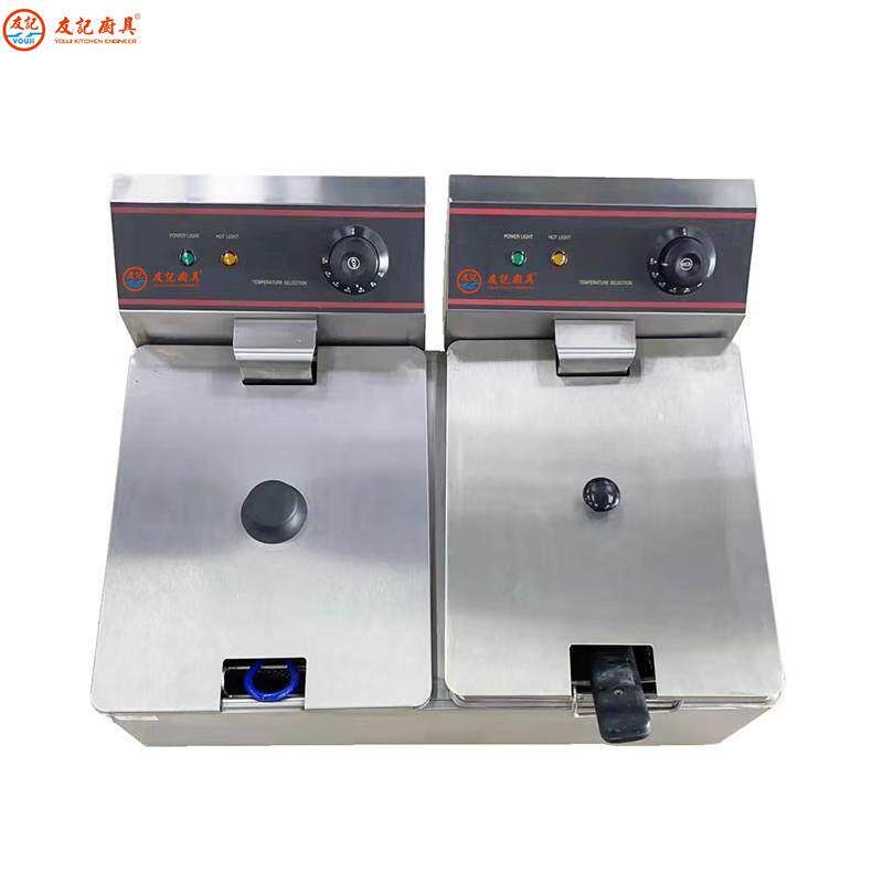 友记厨具 YJ-6L-2电炸炉 商用摆摊双缸炸炉薯条鸡排油炸锅