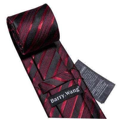 Male Luxury Neck Tie For Men Business Red Striped Silk Tie H