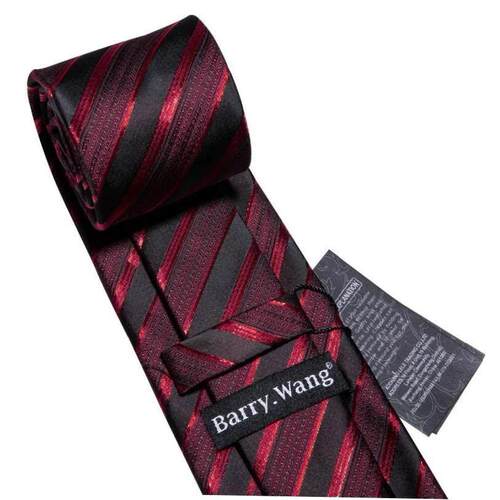 Male Luxury Neck Tie For Men Business Red Striped Silk Tie H