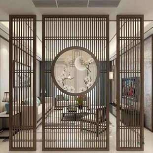 新中式实木花格镂空屏风隔断客厅现代简约日式玄关入户推拉门格栅