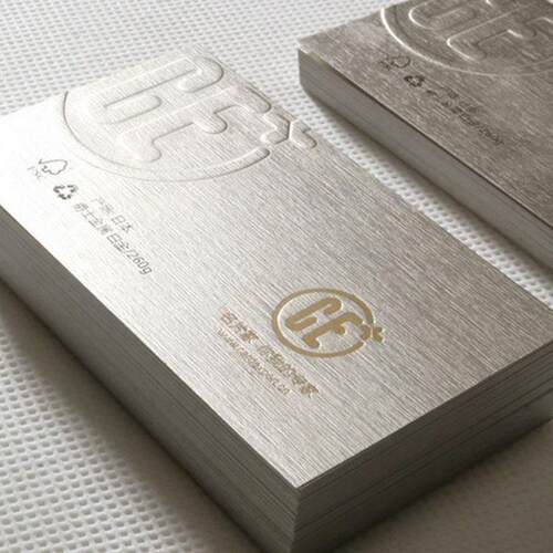 500g彷金属拉丝名片制作高档烫金凹凸印刷个性高端定制商务创意设