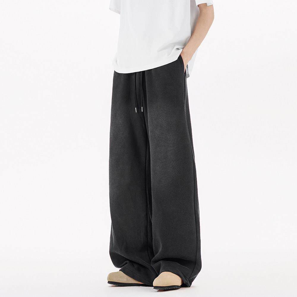 SHAPOES夏季男生美式重磅水洗休闲裤男士长裤子直筒宽松垂感卫裤