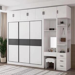 代简衣约风拉卧室衣柜一体大容量现收纳储物ZX 悬空组合推门 9221