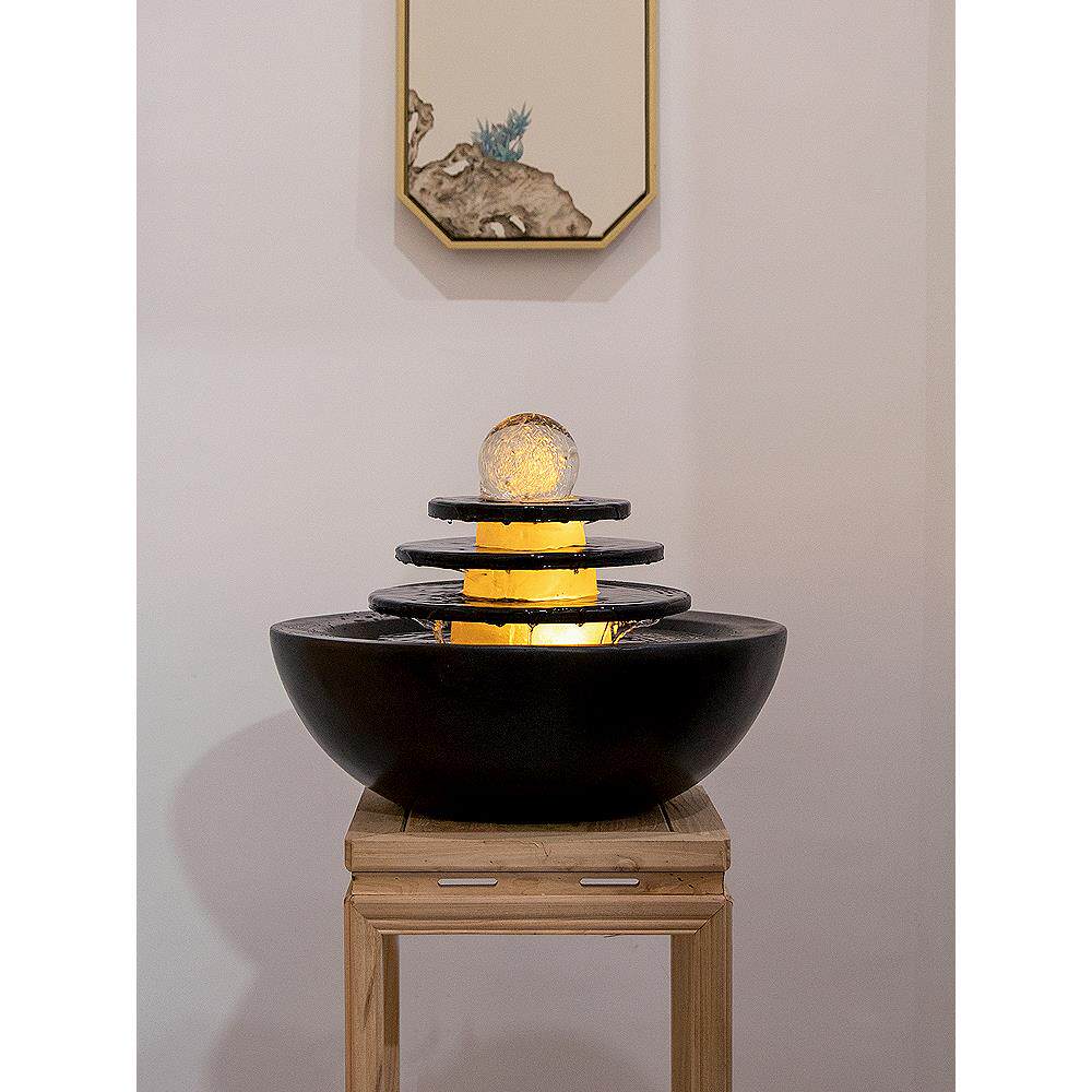 客厅生财玄关流水摆件现代轻奢循环山水桌面水景装饰品喷泉办公室