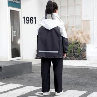 套装 儿童雨衣男童女童学生雨衣雨裤 雨衣大帽檐书包位雨衣